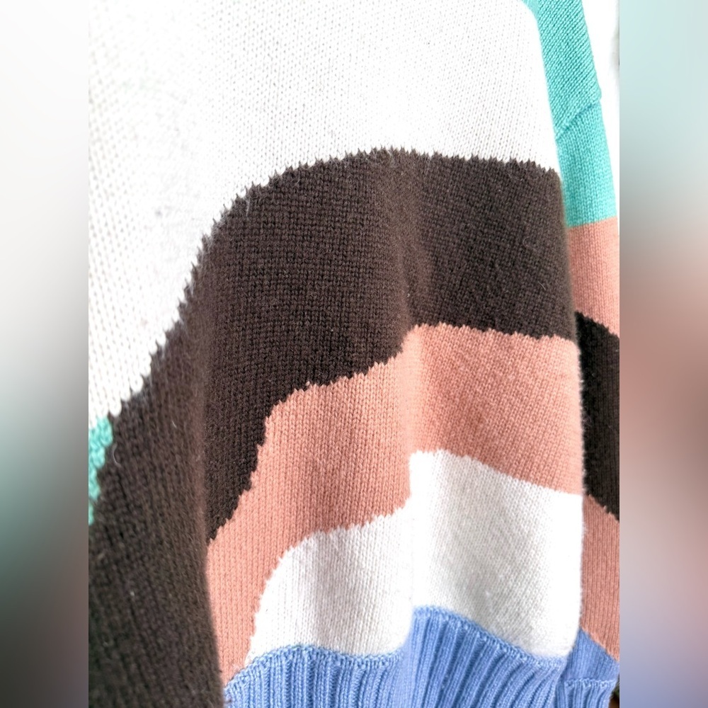 House Of Sunny Turtleneck Landscape Jumper Sweater Wool Blend Multicolor Size 4 - Picture 5 of 10
